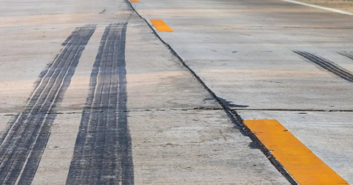 Skid marks on highway after tractor-trailer accident