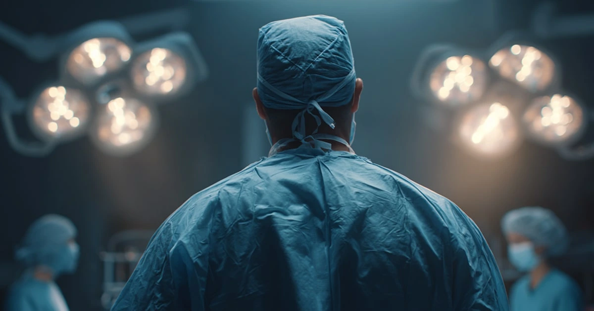 Surgeon in operating room preparing for procedure