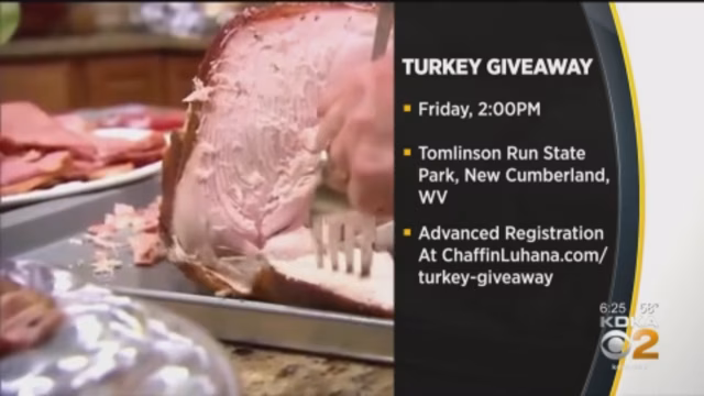 KDKA News coverage of Chaffin Luhana’s 2020 Turkey Giveaway event supporting families in need during the holiday season.